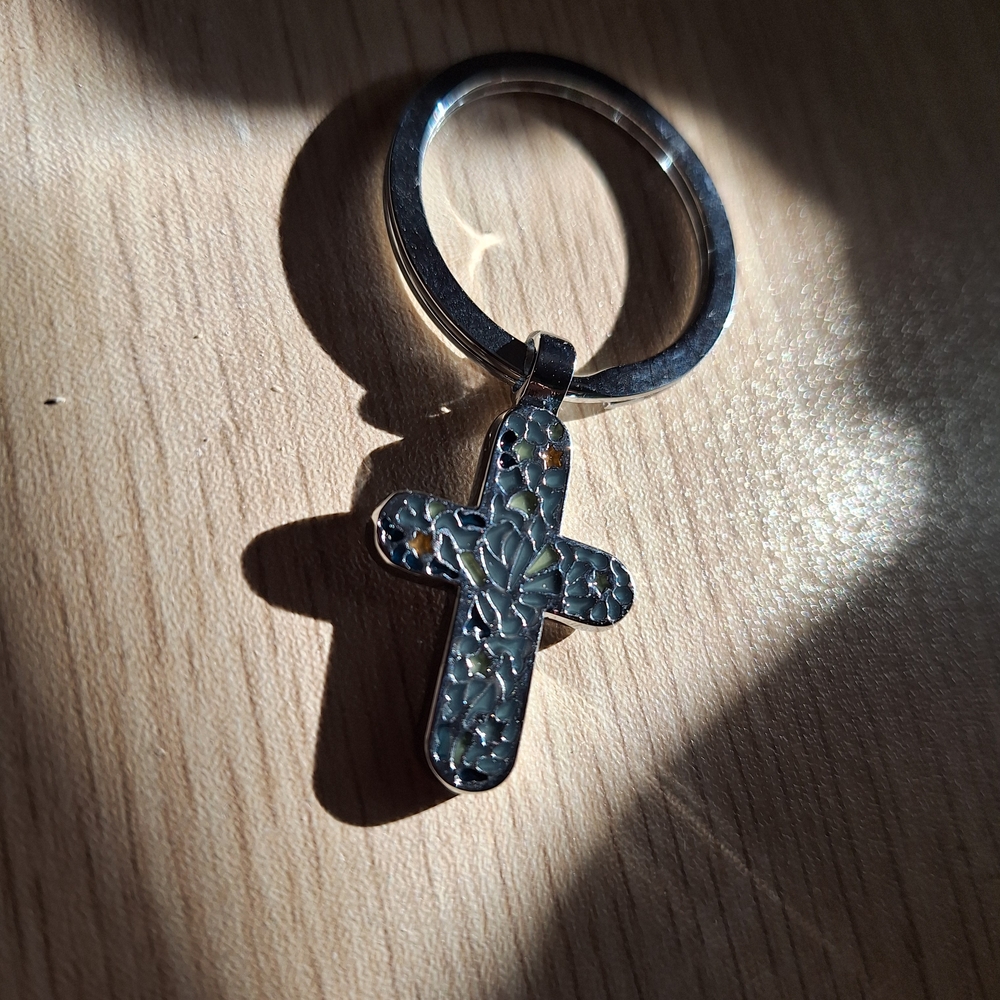 Silver Cross Keychain